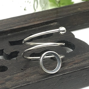 Ring Blank (8x8mm Round Blank) Adjustable Ring Component White Gold Plated 925 Silver Ring Base Round Cabochon Ring Setting R1378B
