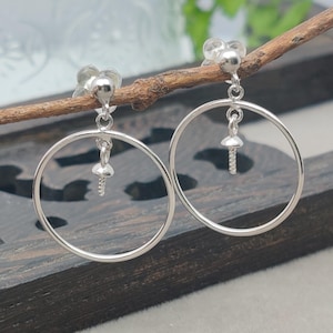 Sterling Silver Earring Settings for 6-10mm Round Beads/Pearls Gold Plated 925 Silver Earring Components E179B