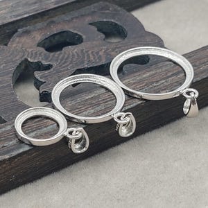2pcs Pendant Blanks (8mm/10mm/12mm/14mm/15mm/18mm/20mm Round Blank) 925 Silver Pendant Bases Round Cabochon Pendant Settings P462B