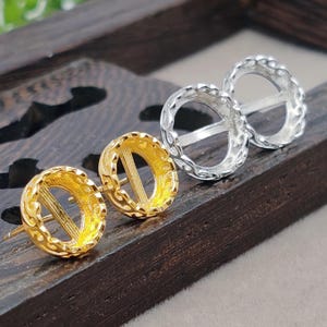 Earring Settings (5mm/6mm/7mm/8mm/9mm/10mm/11mm/12mm Round Blank) Gold Plate 925 Sterling Silver Earring Studs for Round Cabochons E252B