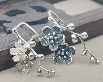 925 Sterling Silver Bail Connector Sterling Silver Plum Flower Pendant Pinch Bail P305B