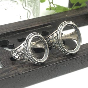 Ring Blank (10x14mm/12x16mm Oval Blank) Adjustable Thai Sterling Silver Ring Base Oval Cabochon Ring Setting R865B