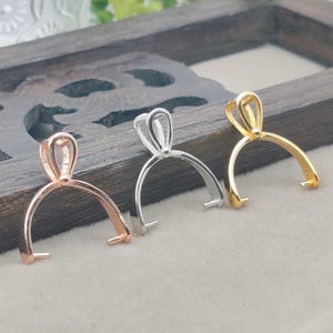 White Gold Plated 925 Silver Bail Connector Sterling Silver Pendant Pinch Bail For 12mm-15mm Round Beads P230B