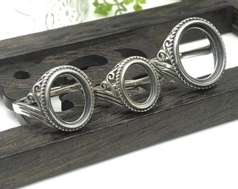 Ring Blank (7x9mm/8x10mm/8x11mm/9x12mm/10x13mm/11x14mm/12x15mm/13x16mm Oval Blank) Adjustable Thai Sterling Silver Ring Base R991B