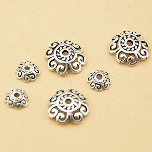 Thai Sterling Silver Bead Caps, Bali Style Openwork 925 Silver Bead Caps 5.4mm/9.2mm (B005C)