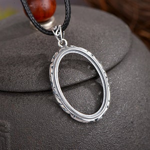 Pendant Blank (20x30mm Oval Blank) Antique Style Thai Sterling Silver Oval Cabochon Pendant Setting P220B
