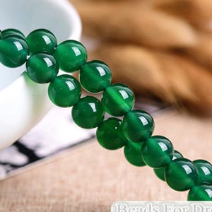 Natural Green Agate Beads, Smooth Round 2mm-16mm, 15.4 Inch Strand GA19 image 1