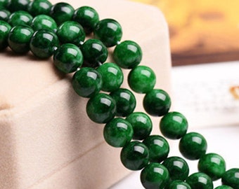 Perles de calcédoine verte multi-tons de qualité naturelle A, ronde polie lisse 4 mm-14 mm, brin complet de 15,4 pouces (GI28)