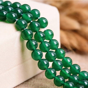 Natural Green Agate Beads, Smooth Round 2mm-16mm, 15.4 Inch Strand GA19 image 2