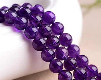 Grade A Natural Amethyst Beads,, Smooth Round 4mm-12mm, 15.4 Inch Strand (GM07)