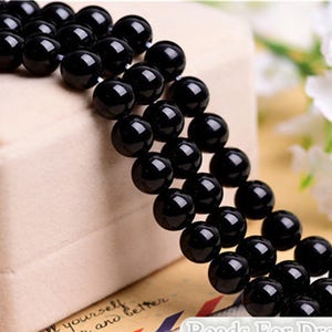 2mm-20mm Natural Black Agate Beads, Smooth Round, 15.4 Inch Strand GA06 image 1