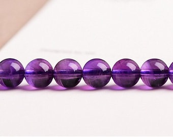 4mm-10mm Natural Amethyst Beads, Grade AA, Smooth Round, 15.4 Inch Strand (GM12)