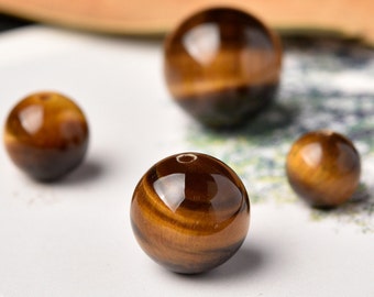 Grade A Natural Yellow Tiger Eye Beads, Smooth Round 6mm-14mm (GE07)