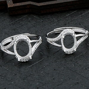 925 Silver Flower Shape Ring Base Adjustable Sterling Silver Ring Setting R717B Ring Blank Vintage Style Silver, 7x7mm 7x7mm//10x10mm Round Blank