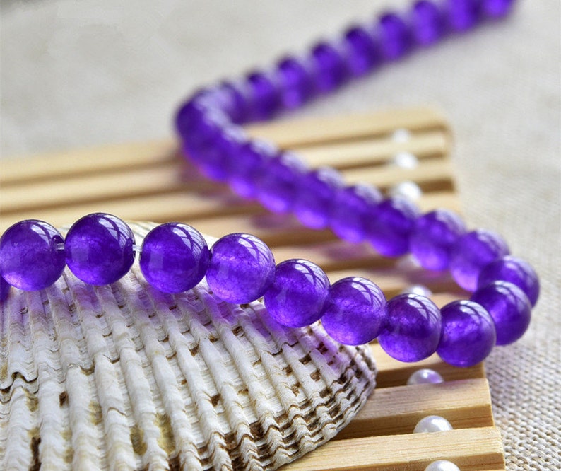 Natural Purple Jade Beads Smooth Polished Round 4mm12mm Etsy