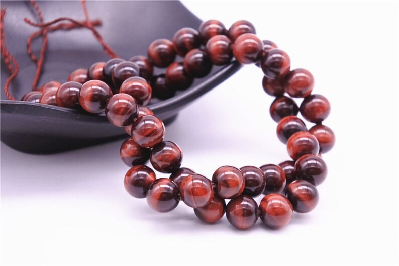 6mm-18mm Natural Red Tiger Eye Beads, Grade AAA, Smooth Round, 15.4 Inch Strand GE16 image 5