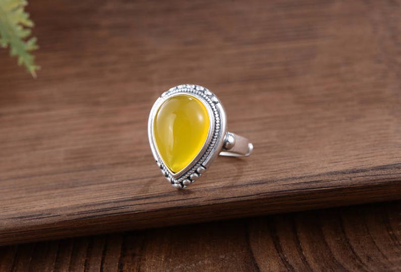 Adjustable Thai Sterling Silver Ring Base Oval Cabochon Ring Setting R882B Ring Blank 10x13.8mm12x16mm Teardrop Blank