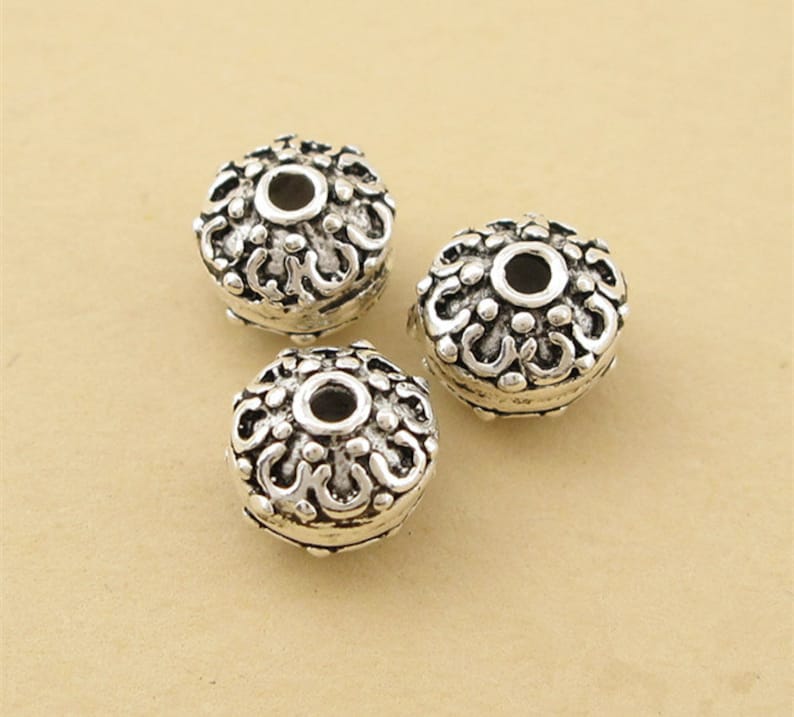 5pcs 7mm Thai Sterling Silver Beads Flat Round Solid 925 | Etsy