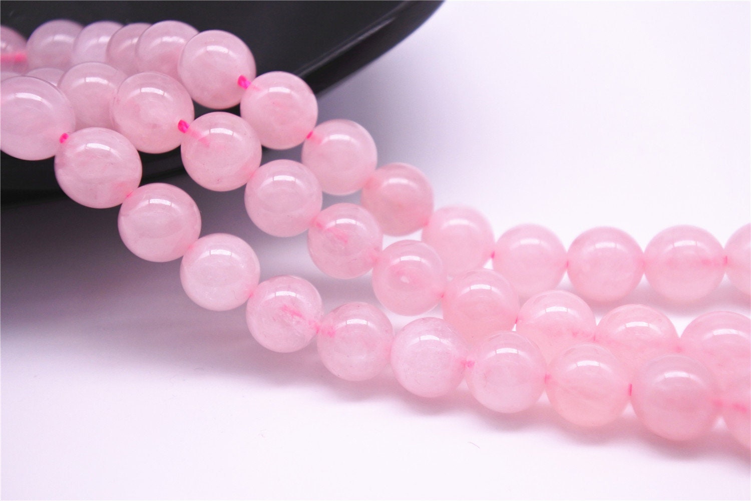 6 mm-12 mm 天然マダガスカル産ローズクォーツビーズ、滑らかな