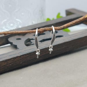 Solid 925 Silver Earring Settings for 4-8mm Round Beads Thai Sterling Silver Earring Components E195B image 5