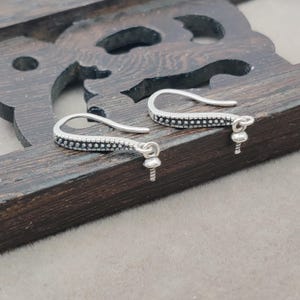 Solid 925 Silver Earring Settings for 4-8mm Round Beads Thai Sterling Silver Earring Components E195B image 3