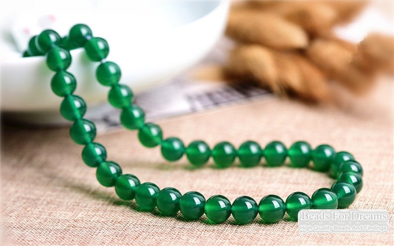 Natural Green Agate Beads, Smooth Round 2mm-16mm, 15.4 Inch Strand GA19 image 3