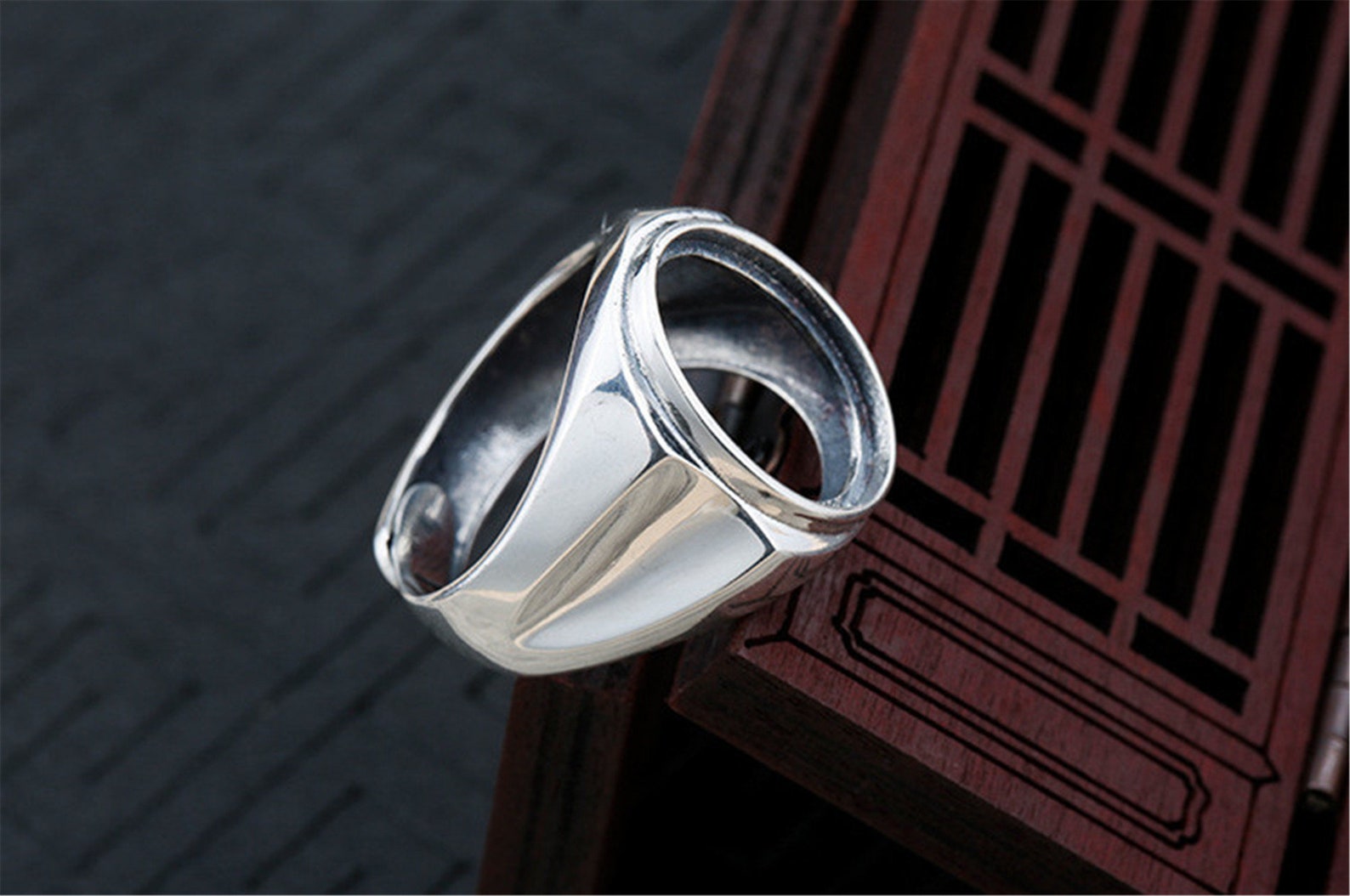 Men's Ring Blank 13.5x18mm Oval Blank Adjustable 925 Etsy