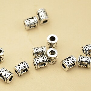 5pcs Thai Sterling Silver Small Openwork Tube Beads, 925 Thai Silver Tube Spacers, 5mm6mm T018T image 3