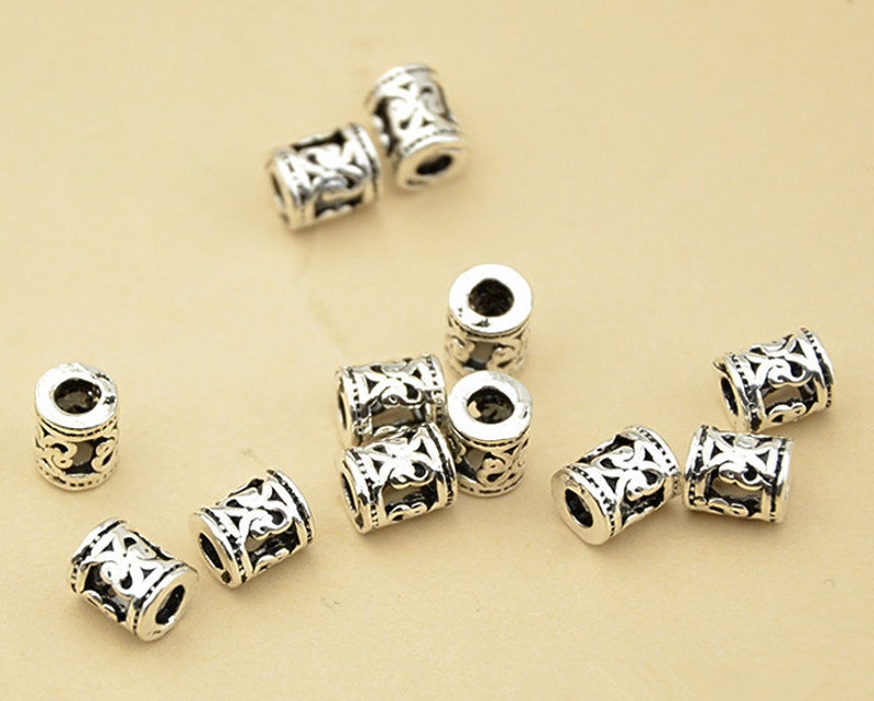 5pcs Thai Sterling Silver Small Openwork Tube Beads, 925 Thai Silver Tube Spacers, 5mm6mm T018T image 3