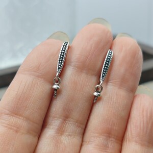 Solid 925 Silver Earring Settings for 4-8mm Round Beads Thai Sterling Silver Earring Components E195B image 6