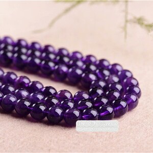 Grade A Natural Amethyst Beads,, Smooth Round 4mm-12mm, 15.4 Inch Strand GM07 image 3