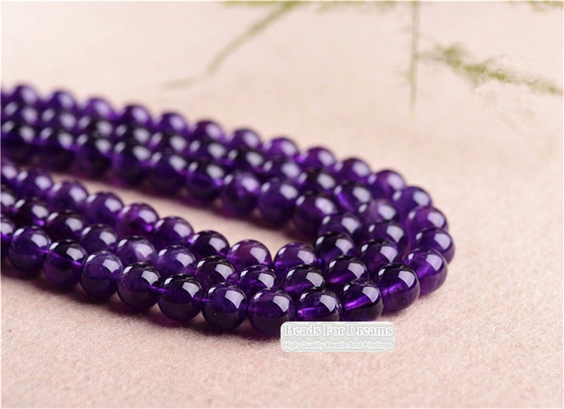 Grade A Natural Amethyst Beads,, Smooth Round 4mm-12mm, 15.4 Inch Strand GM07 image 3