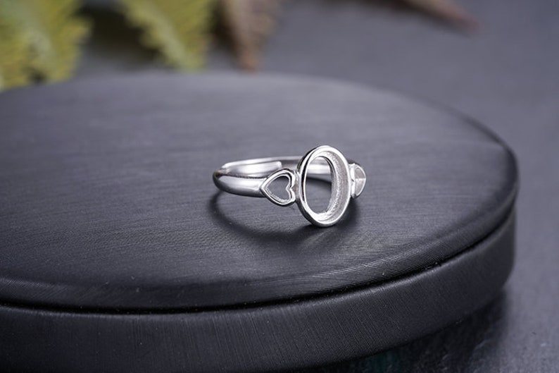 Adjustable Sterling Silver Ring Base Long-Lasting White Gold Plated 925 Silver Ring Setting R957B Ring Blank 6x9mm Oval Blank