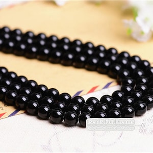 2mm-20mm Natural Black Agate Beads, Smooth Round, 15.4 Inch Strand GA06 image 5
