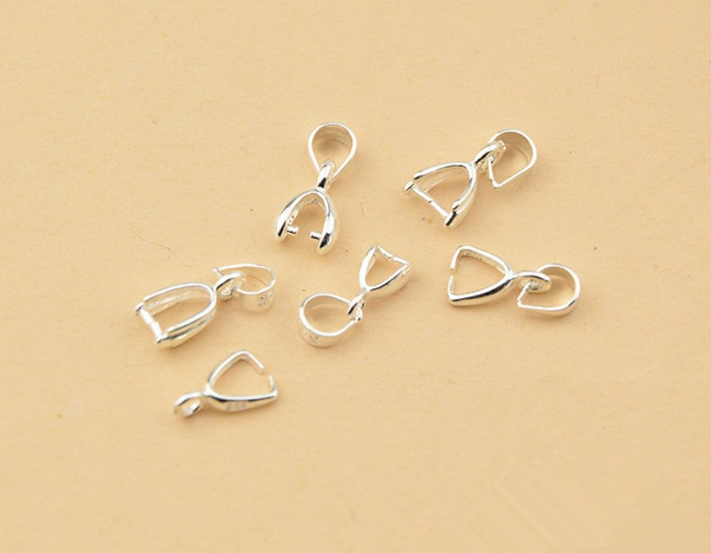 10pcs Sterling Silver Pinch Bails, 925 Silver Pendant Bails, 6 styles to choose PB05S image 2