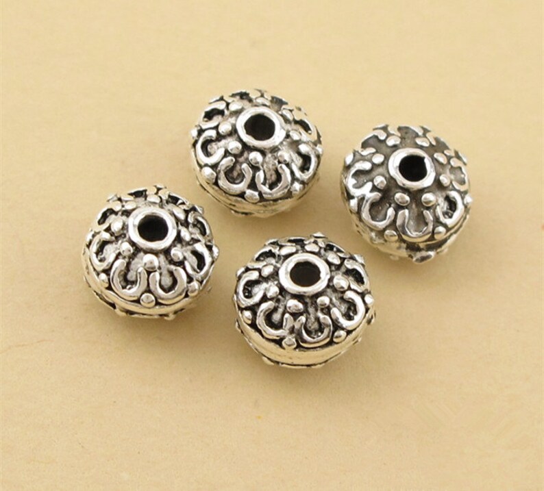5pcs 7mm Thai Sterling Silver Beads Flat Round Solid 925 Etsy UK