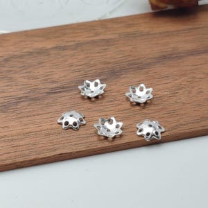 10pcs Sterling Silver Bead Caps, Openwork 925 Silver Bead Caps 4mm 5mm 6mm 8mm (B001C) image 2