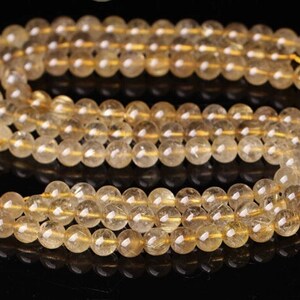 PROMOTION 5mm-8mm Natural Gold Rutilated Quartz Beads, Smooth Round, 15.4 Inch Strand GF20 image 3