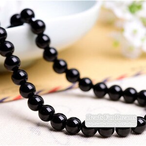 2mm-20mm Natural Black Agate Beads, Smooth Round, 15.4 Inch Strand GA06 image 3