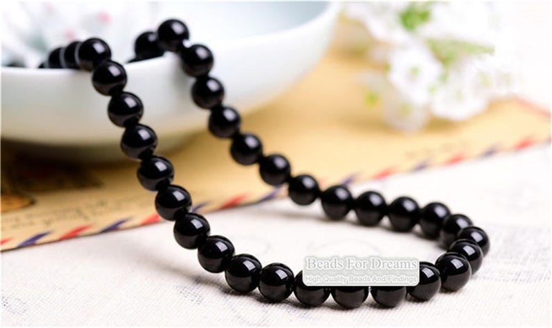 2mm-20mm Natural Black Agate Beads, Smooth Round, 15.4 Inch Strand GA06 image 3