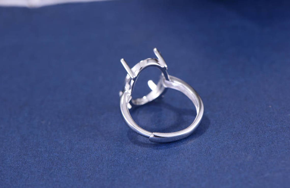 Ring Blank 13x18mm Oval Blank Adjustable Sterling Silver Etsy