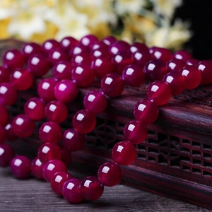 10mm Natural Rose Red Agate Beads, Smooth Round, 15.4 Inch Strand GA36 image 2