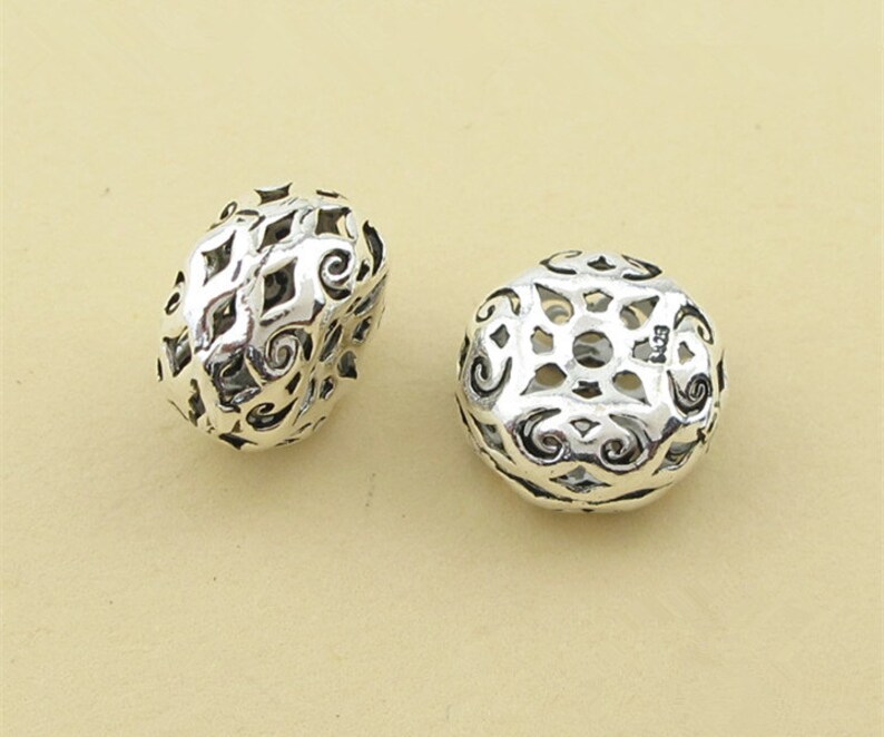 3pcs 12mm Thai Sterling Silver Filigree Beads Flat Round | Etsy