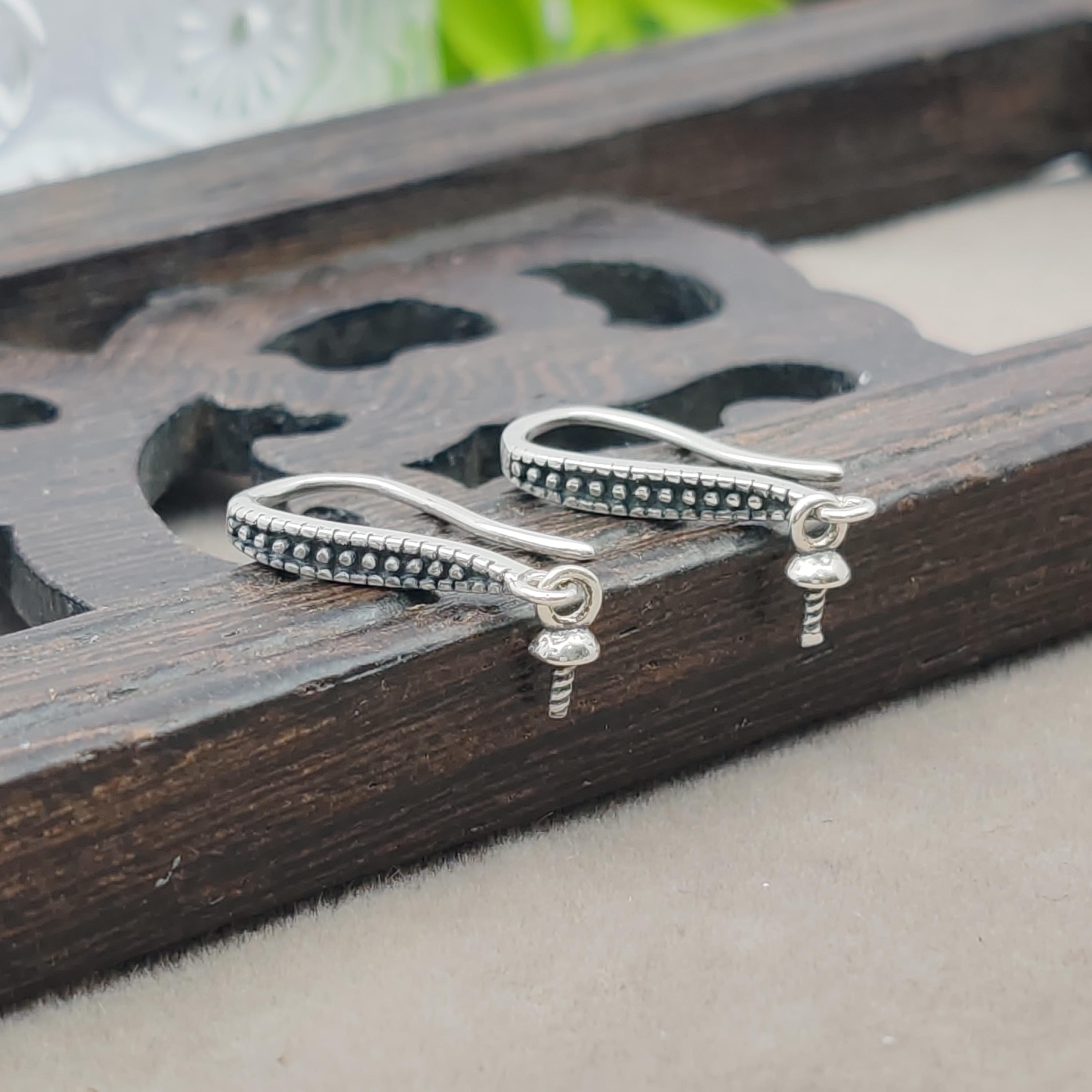 Solid 925 Silver Earring Settings for 4-8mm Round Beads Thai