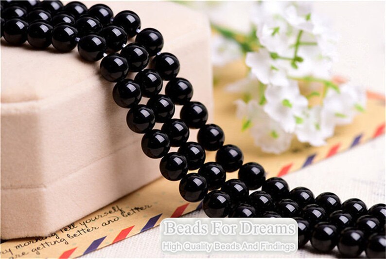 2mm-20mm Natural Black Agate Beads, Smooth Round, 15.4 Inch Strand GA06 image 1