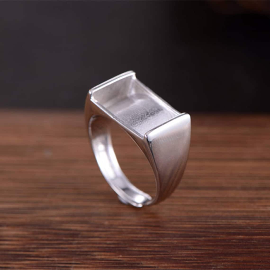 Ring Blank 12x15mm Rectangle Blank LongLasting White Gold Etsy