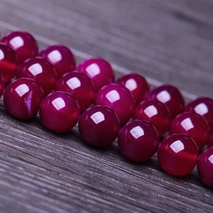 10mm Natural Rose Red Agate Beads, Smooth Round, 15.4 Inch Strand GA36 image 4