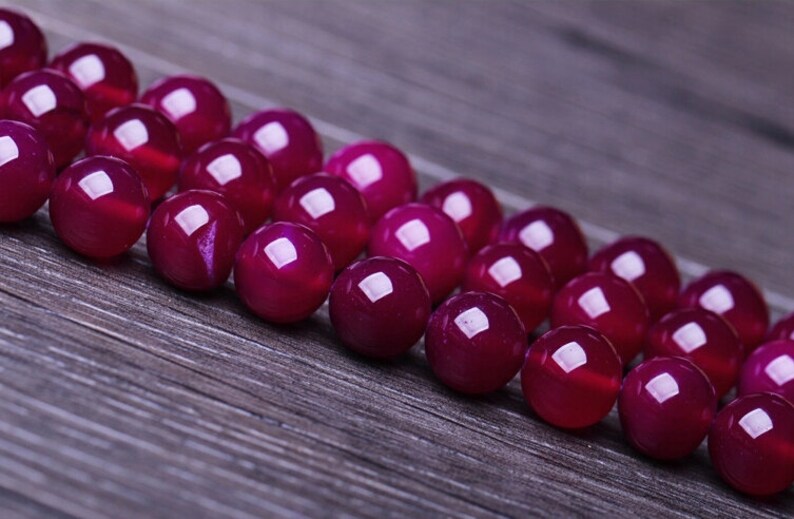 10mm Natural Rose Red Agate Beads, Smooth Round, 15.4 Inch Strand GA36 image 4