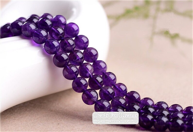 Grade A Natural Amethyst Beads,, Smooth Round 4mm-12mm, 15.4 Inch Strand GM07 image 1