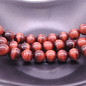 6mm-18mm Natural Red Tiger Eye Beads, Grade AAA, Smooth Round, 15.4 Inch Strand GE16 image 8